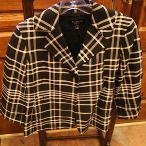 Talbots Blazer Black & White Windowpane Lined - Womens Size 4